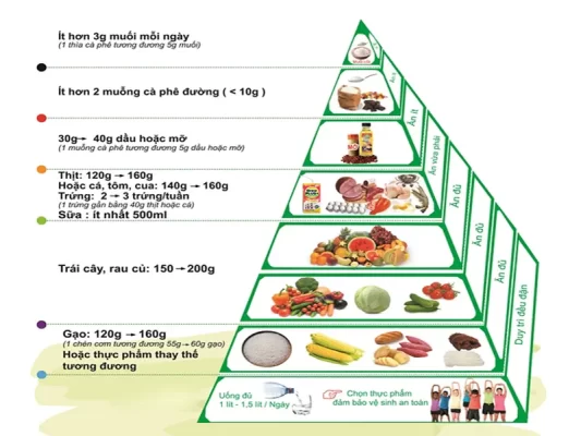 tháp dinh dưỡng dành bé từ 1 đến 6 tuổi